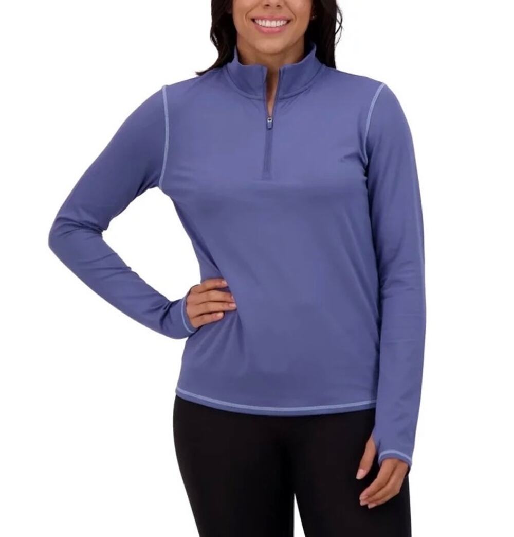 Soybu Women's Long Sleeve Quarter Zip Active Hiking Top Mock Neck Blue XL